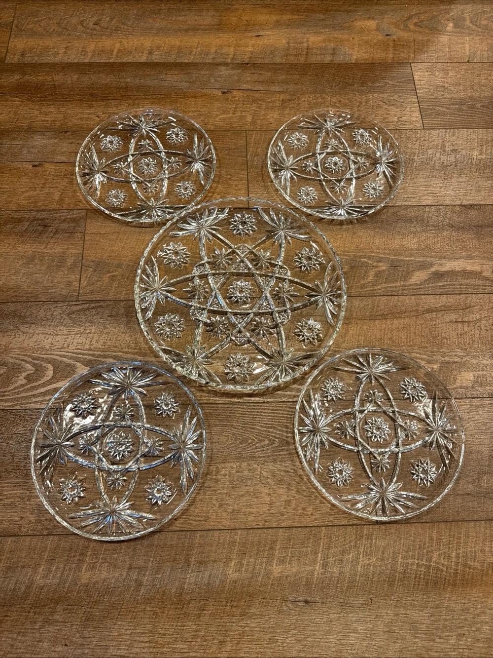 Vintage Anchor Hocking Prescut Star of David Glass Plates Platter Set of 5